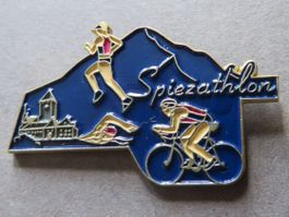 PIN SCHWEIZ SPIEZATHLON, VELO, SCHWIMMEN, LAUFEN, SPIEZ