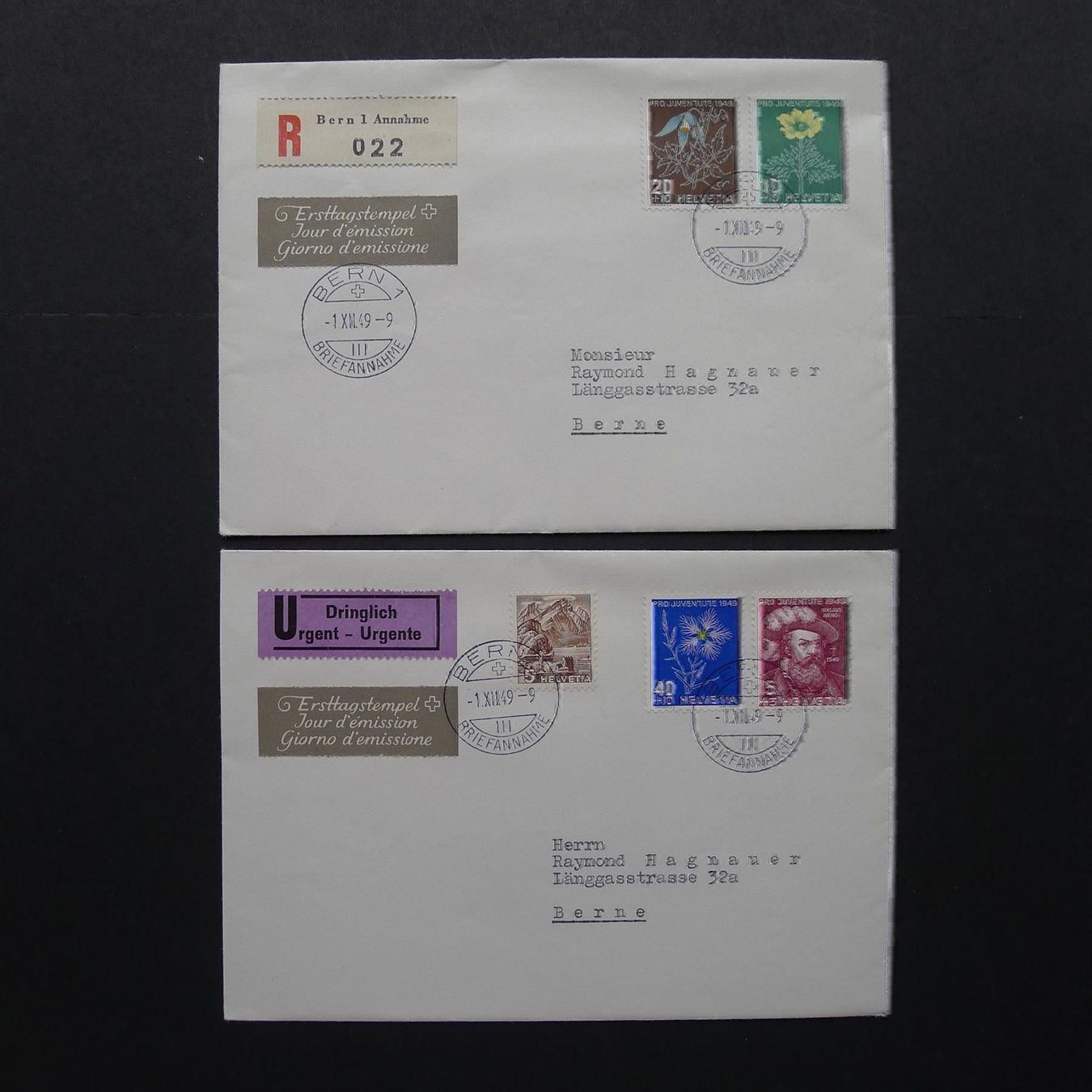 Alle Briefmarken: 1949 Ersttag Briefe Nr. J129-J132 – Gebraucht aus Dagmersellen von wyss1982