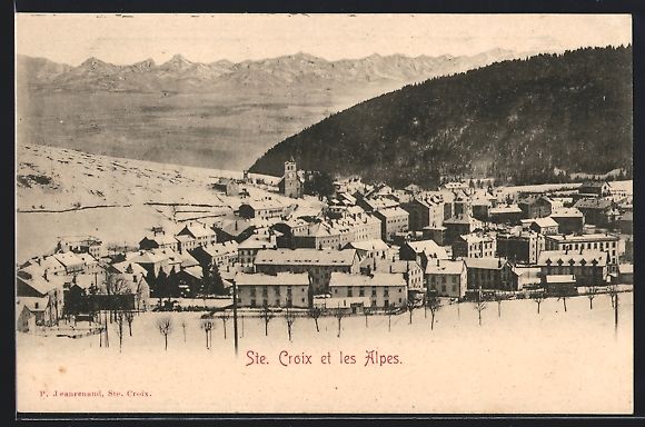 Cartoline postali: Ste. Croix, Vue Général et les Alpes – Usato da Berlin venduto da bartko-reher