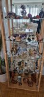 Glasvitriene mit Glasfiguren und Mineralien diverse Stücke
