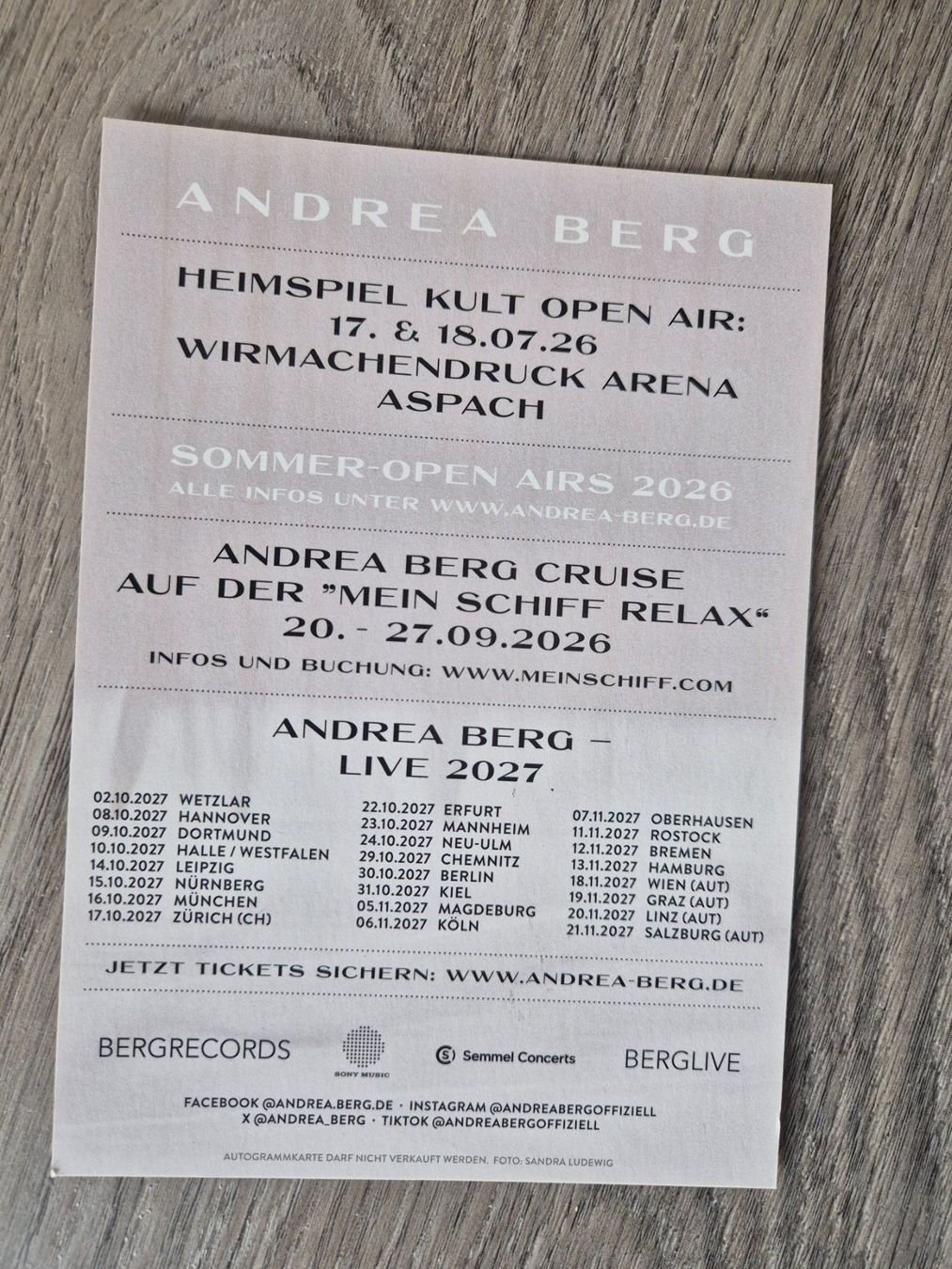 Autografi: Autogrammkarte Andrea Berg – Nuovo (secondo la descrizione) da Eglisau venduto da nicij79 1