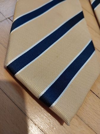 Herren Krawatte, Beige mit dunkelblaue Streifen, Top!