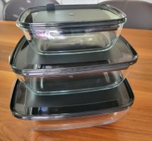 3er Set neuwertige Glasformen von WMF, mit Vakumdeckel
