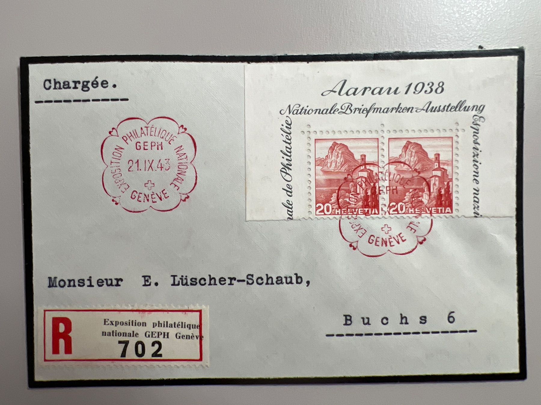 Tutti i francobolli: 1943 GEPH Genf Einges. Brief mit W9 halber Aarauer Block – Usato da Buchrain venduto da Bonoli