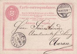 1873: 5 Rp. "Tübeli“ m. Stabstpl. Laufenburg nach Aarau