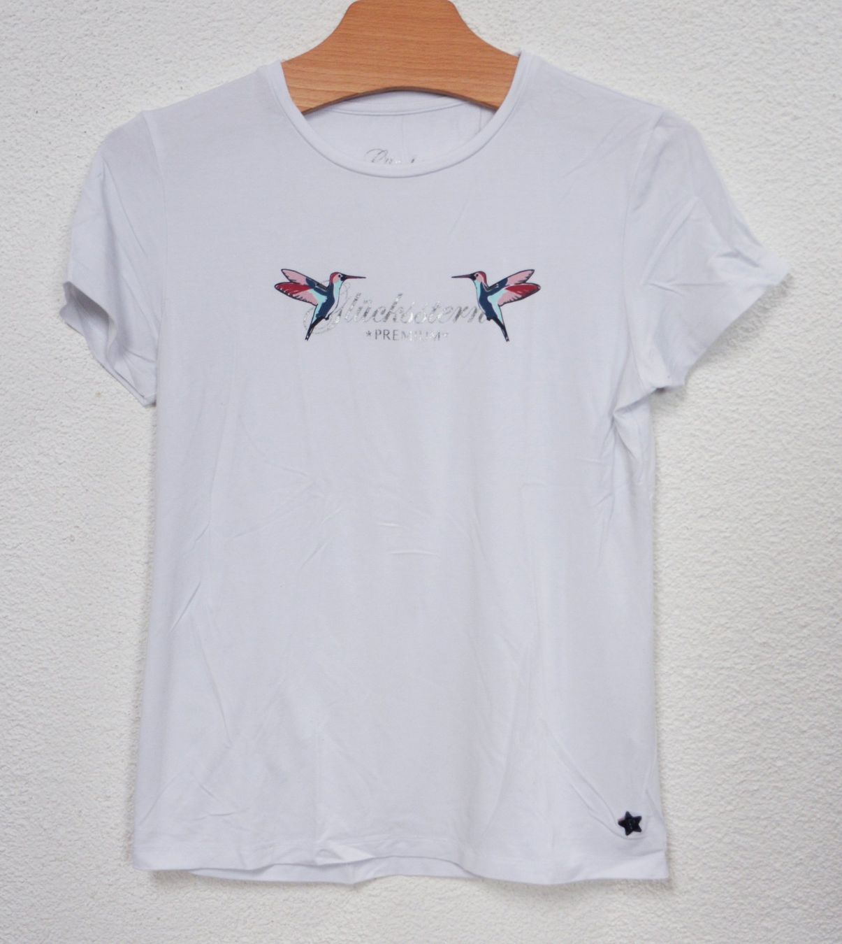 T-shirt: weisses Shirt von Glücksstern – Usato da Niederhasli venduto da littledrop