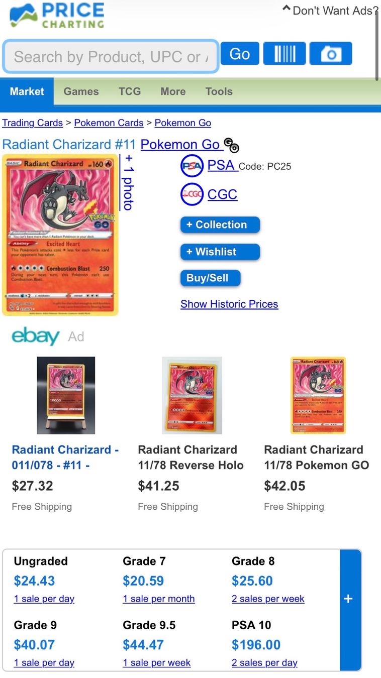 Pokémon Carte collezionabili: Radiant Charizard 011/078 - PG 9.5 - Mint - FR – Nuovo (secondo la descrizione) da Chêne-Bougeries venduto da Carte-Sauvage 2