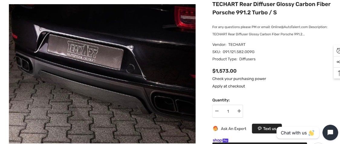 Porsche Toutes les pièces auto: 991 Turbo Diffusor TECHART – D'occasion à Volketswil par Kohlermike 1