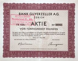 Bank Guyerzeller AG, Zürich - 1930