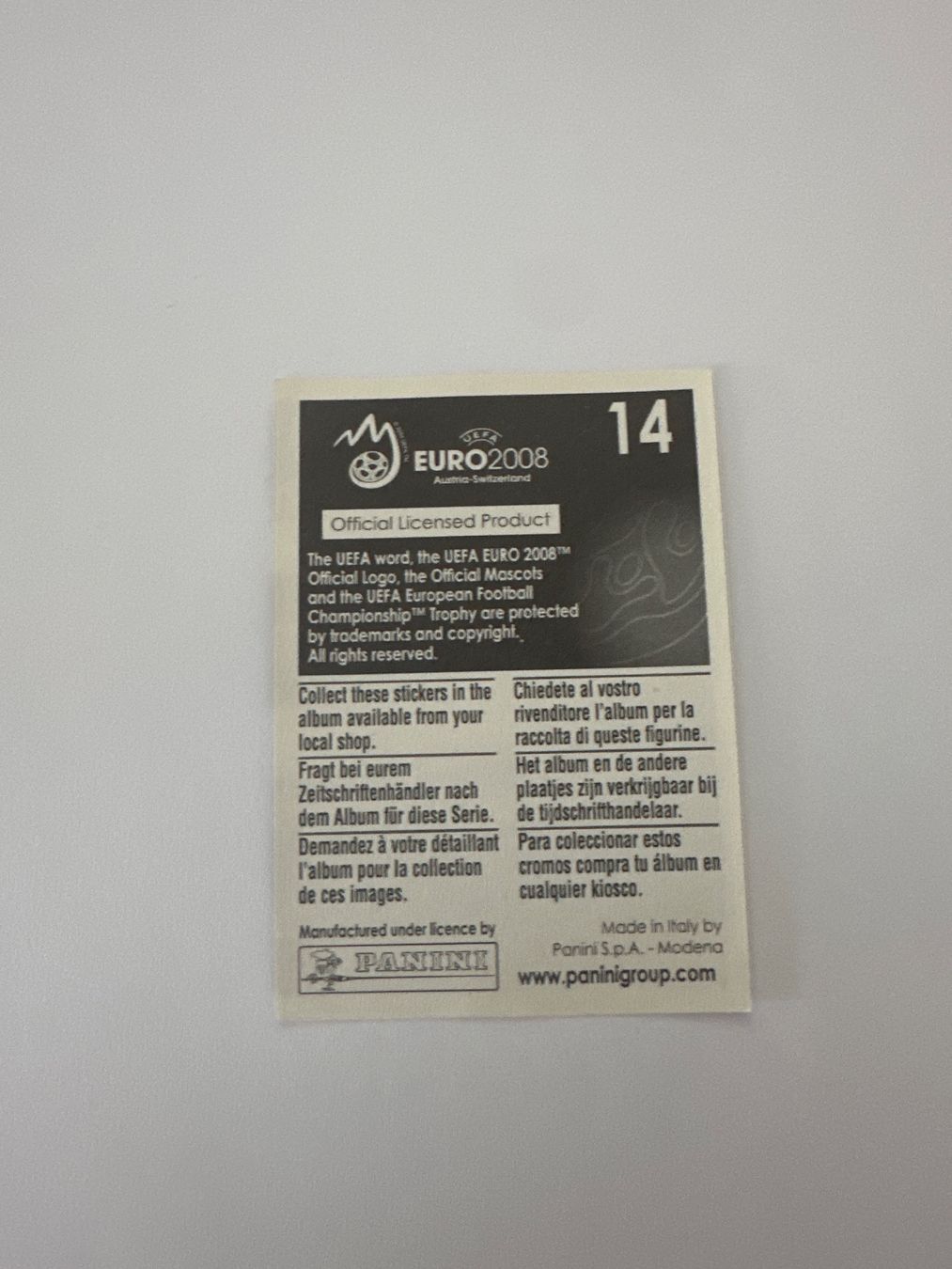 Panini Sammelbilder & Trading cards: Panini UEFA EM 2008 Sticker - Nr. 14 – Gebraucht aus Sulz AG von DealWerk 1