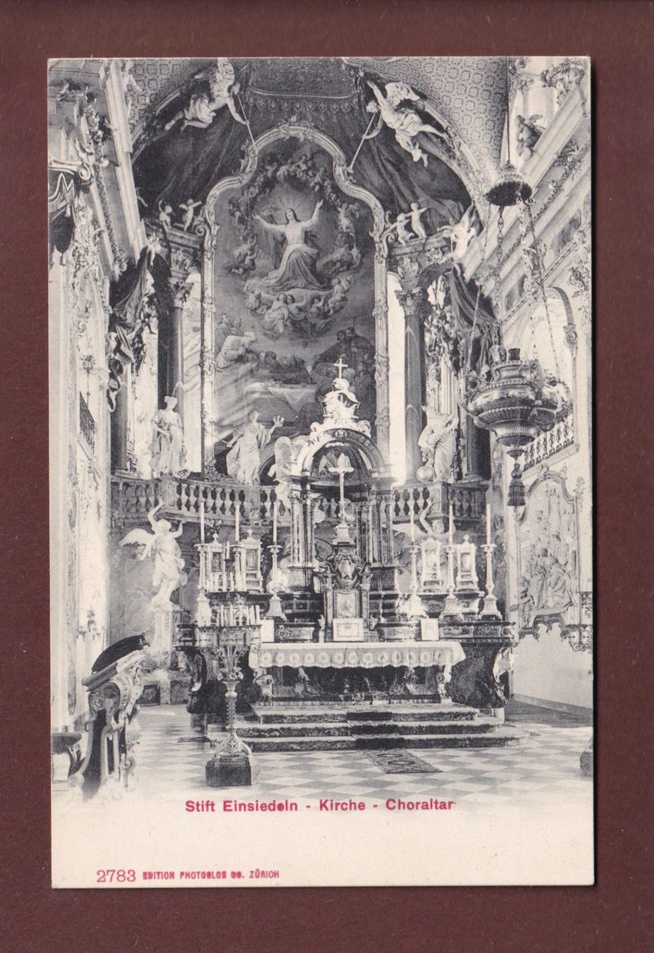 Cartoline postali: EINSIEDELN - Kirche - Choraltar – Usato da Pully venduto da nicecards