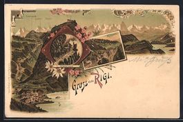 Litho Rigi, Panorama mit Kulm, Klösterl