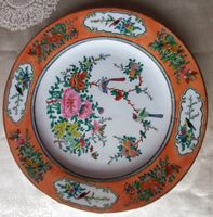 Assiette Chinoise Peinte à la Main - Décor Floral et Oiseaux