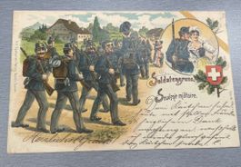 1901 gelauf. Militärpostkarte Soldatengruss; Stp. Füs.Bat.35