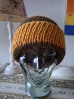 Handmade Beanie Senfgelb Schokobraun Herbst Mütze unisex 38