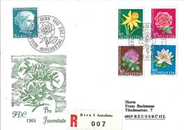 FDC Pro Juventute 1964, ganzer Satz, R-Brief
