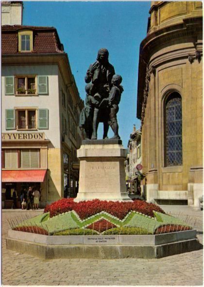 Ansichtskarten: Yverdon - Monument Pestalozzi – Gebraucht aus Binningen von Mountainrider