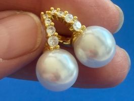 Luxus Elegante Kunstperle Ohrschmuck Ohrstecker Farbe: Gold