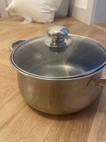 Topf Edelstahl mit Glasdeckel Kokken Chef 18/10 guter Zustan