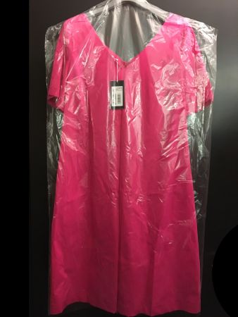 Piu & Piu weites Sommer V Kleid Volant Arm BW uni pink Gr 44