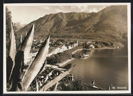 AK Ascona, Panorama mit Bergen, 1935