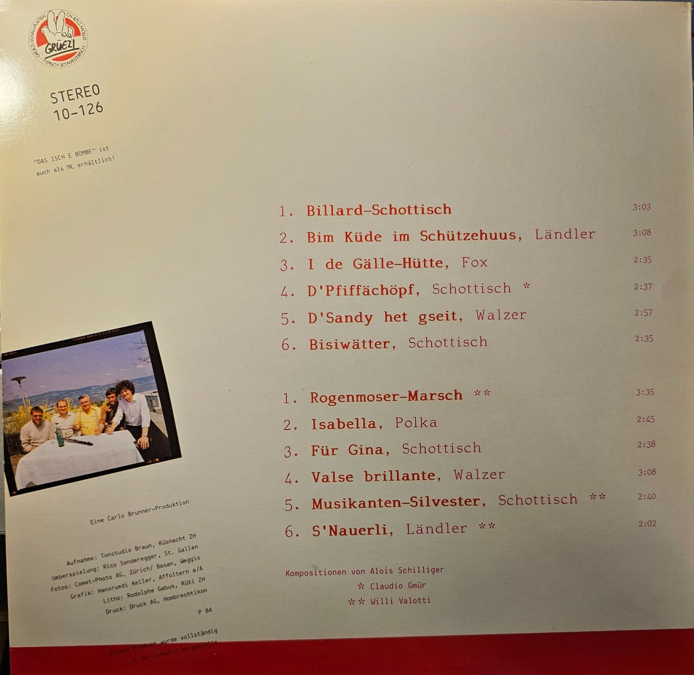 Schallplatten: Bruno Syfrig, Willi Valotti... - Das Isch E Bombe – Gebraucht aus Wahlen b. Laufen von Cg10 1