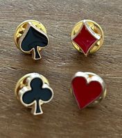 4x Mini Pin Spielkarten, Herz Karo Pik Kreuz