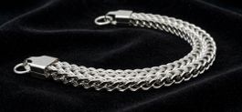 Bracciale a maglia doppia argento nuovo stainless steel