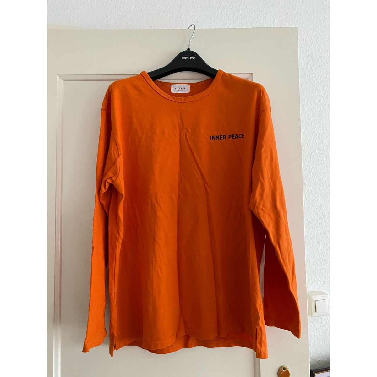 Top: Oranges long sleve Oberteil mit Aufschrift, one size – Usato da Zürich venduto da ten_dhq7
