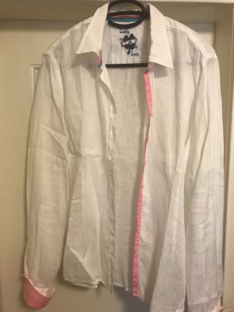 Lucky de Luca Leinenbluse, Gr. L, weiss