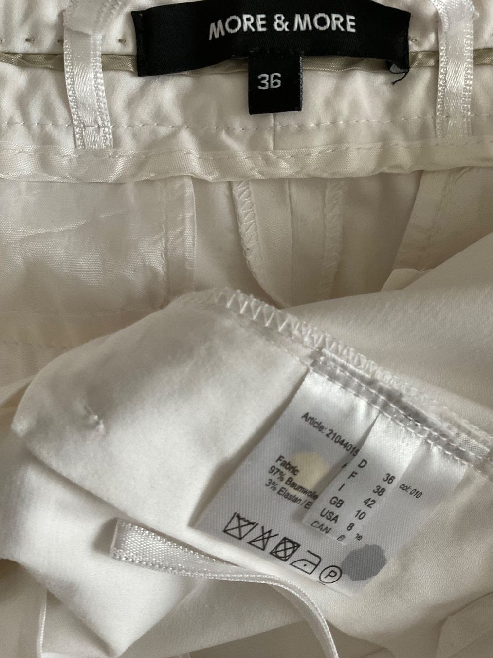 More & More Pantaloni: MORE & MORE schöne Freizeit Hose Gr 36 weiss – Usato da Urdorf venduto da alda02 6