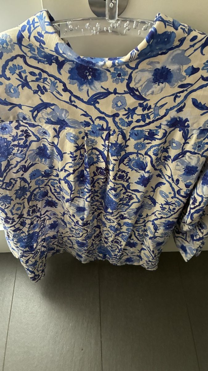Ulla Popken Pantaloni: Ulla Popken Hose/Bluse blau/weiss gemustert, Grösse XL, neu – Nuovo e nell'imballaggio originale da Reinach BL venduto da santrian 7