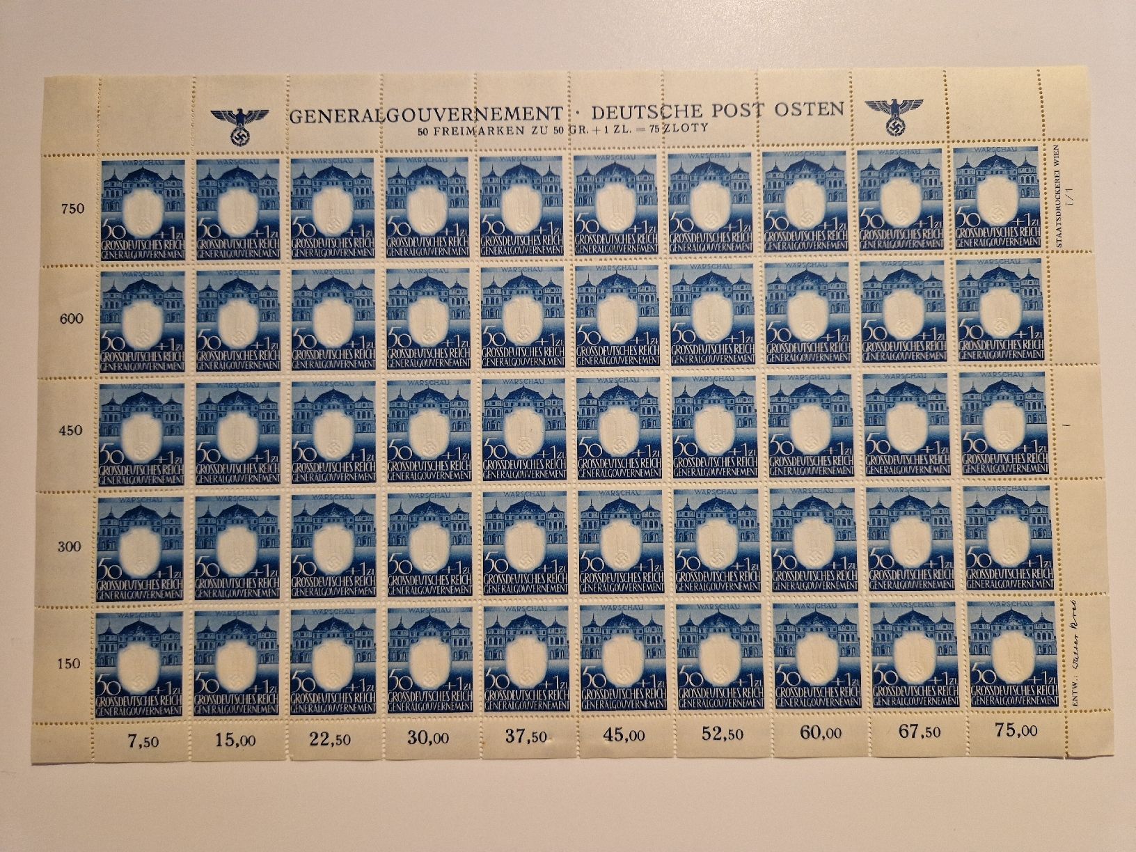 Tutti i francobolli: Deutsches Reich Generalgouvernement Bogen postfrisch – Nuovo (secondo la descrizione) da St. Gallen venduto da Enrico_SG