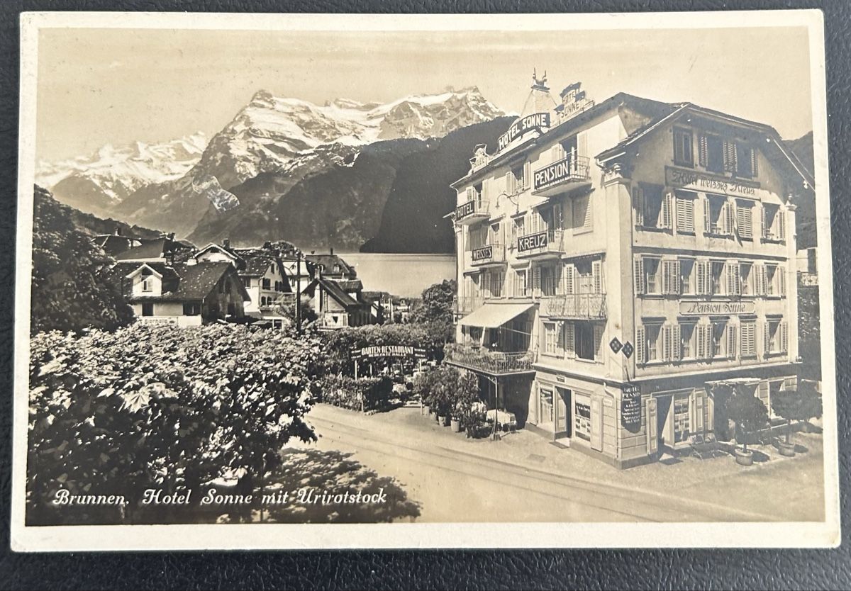 Ansichtskarten: Brunnen Hotel Sonne – Gebraucht aus Horw von Tellbub