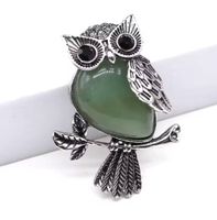 Brosche Eule mit Opal