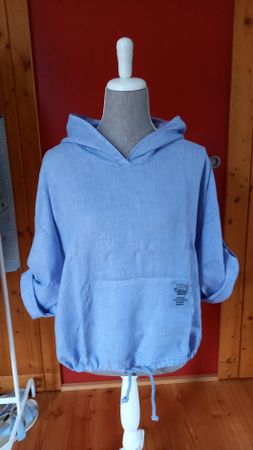 U&F Bluse Grösse L 100% Leinen blau guter Zustand