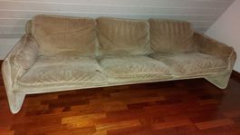 Ledersofa mit 2 Stück einzelsessel