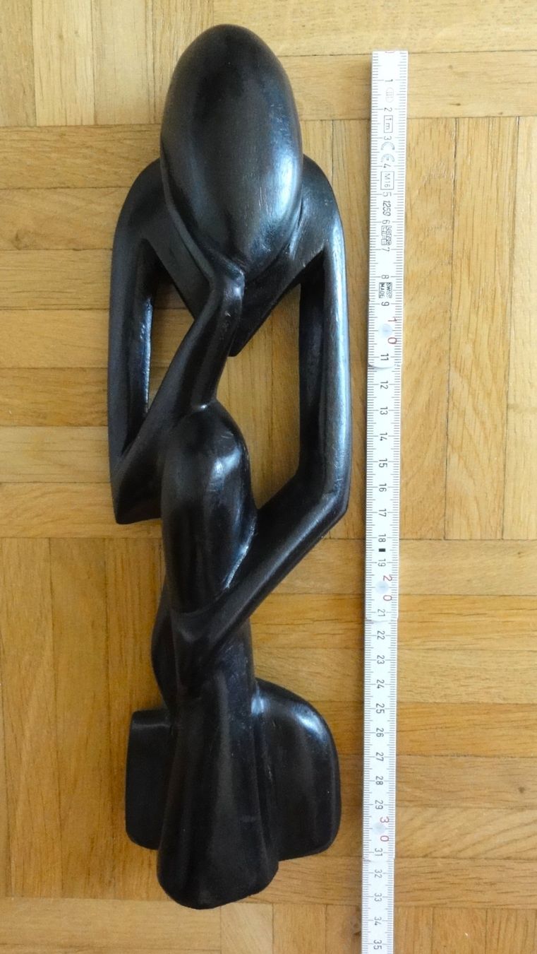 Statuette: Handgeschnitzte Figur aus Hartholz, denkender Mann – Usato da Samedan venduto da chickenrun01 5