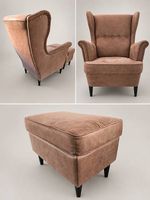 Strandmon Sessel mit Hocker von IKEA