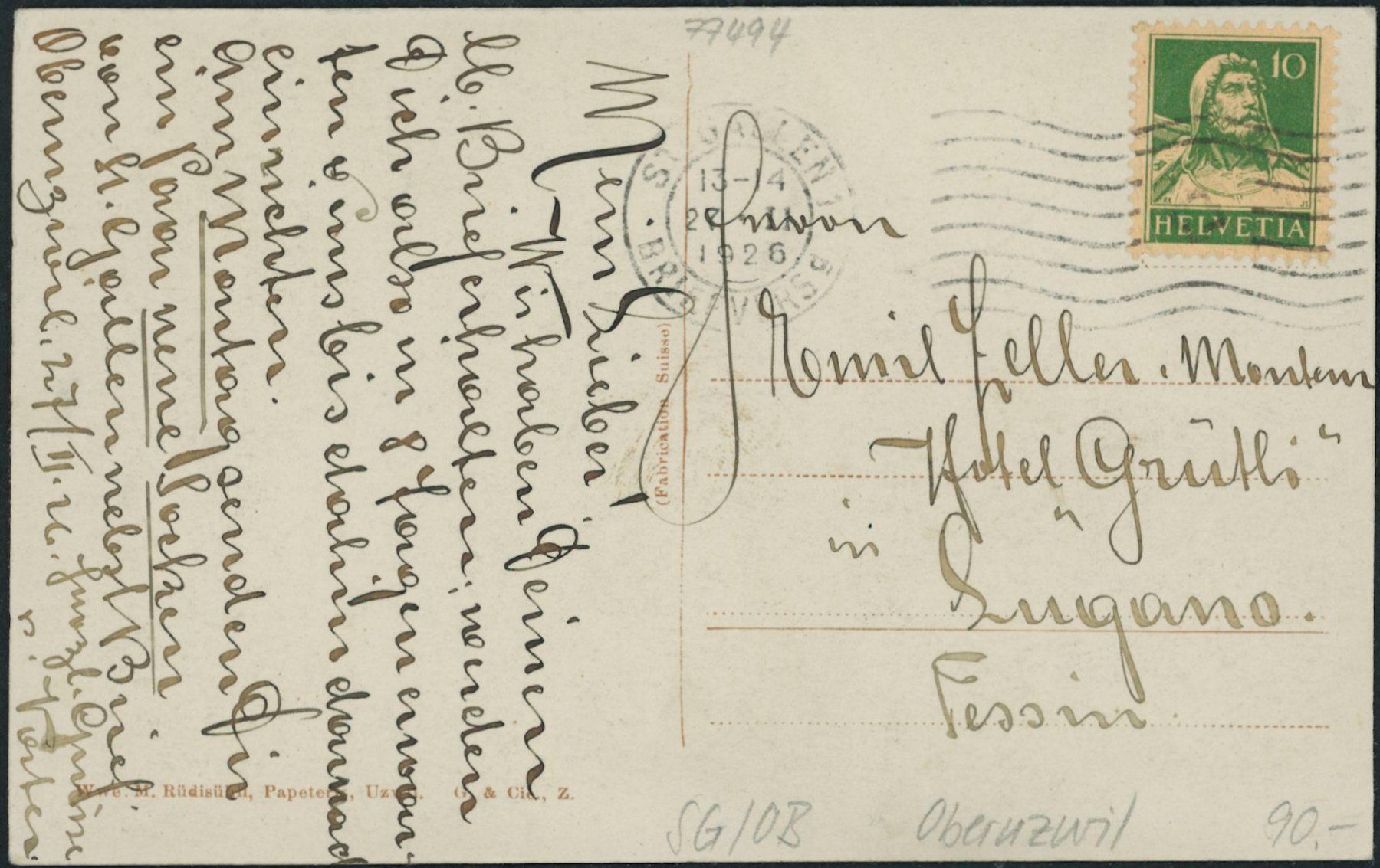 Cartoline postali: SG Oberuzwil – Usato da Schindellegi venduto da stationary 1