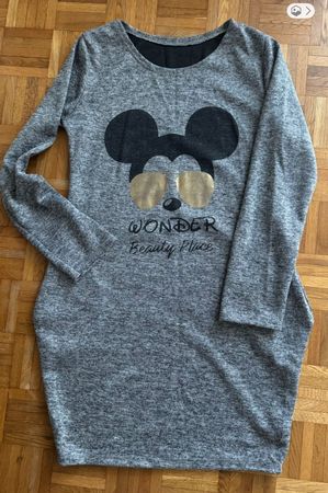 Robe grise manches longues motif Mickey Mouse - Taille S