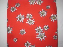 Baumwollstoff rot mit Edelweiss