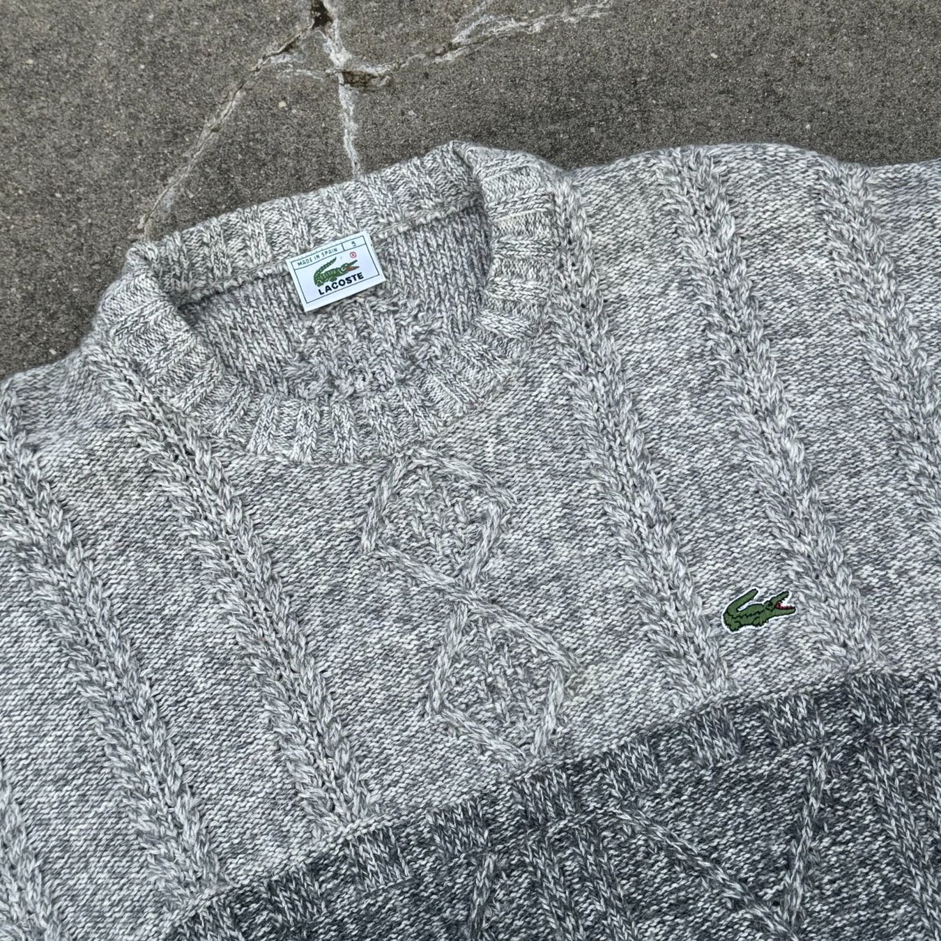Lacoste Maglioni & Felpe: Lacoste vintage grey knitted sweatshirt 90s strickpullover p – Usato da St. Gallen venduto da sourced_limited 1
