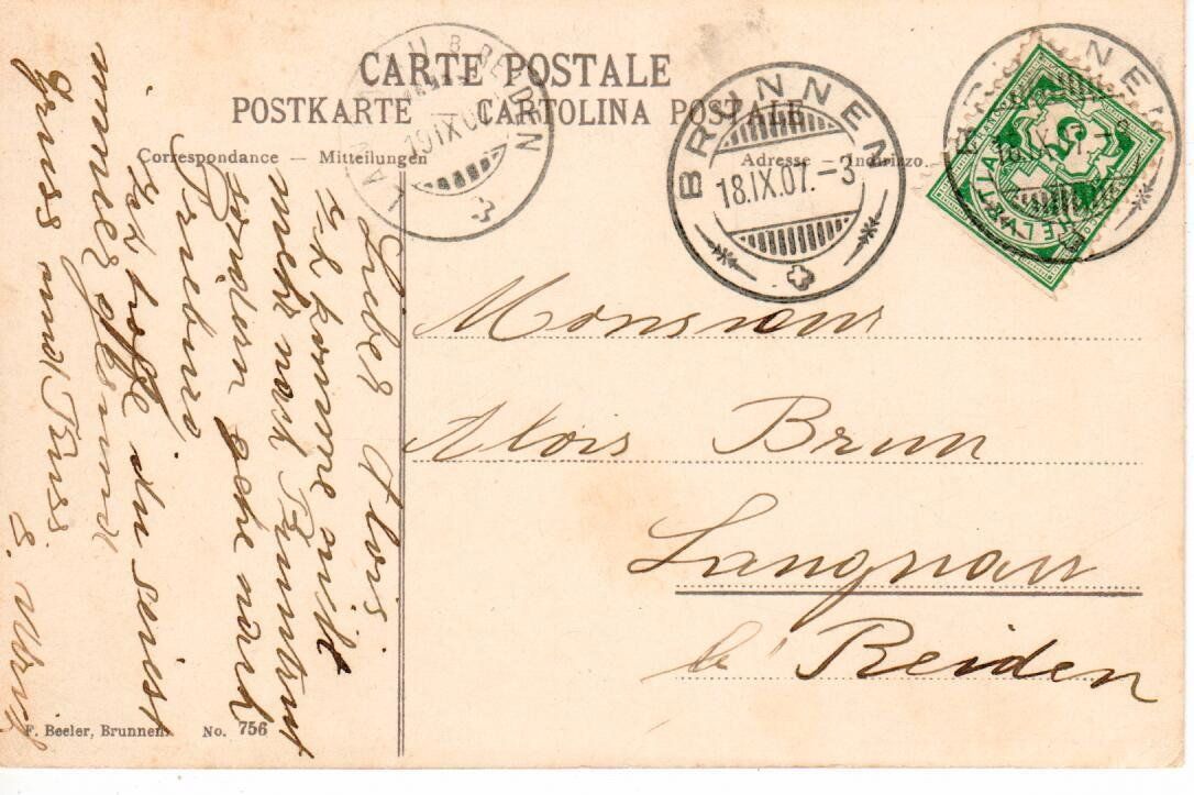 Cartoline postali: Brunnen - Landungsbrücke 1907 – Usato da Wolhusen venduto da Curver9 1