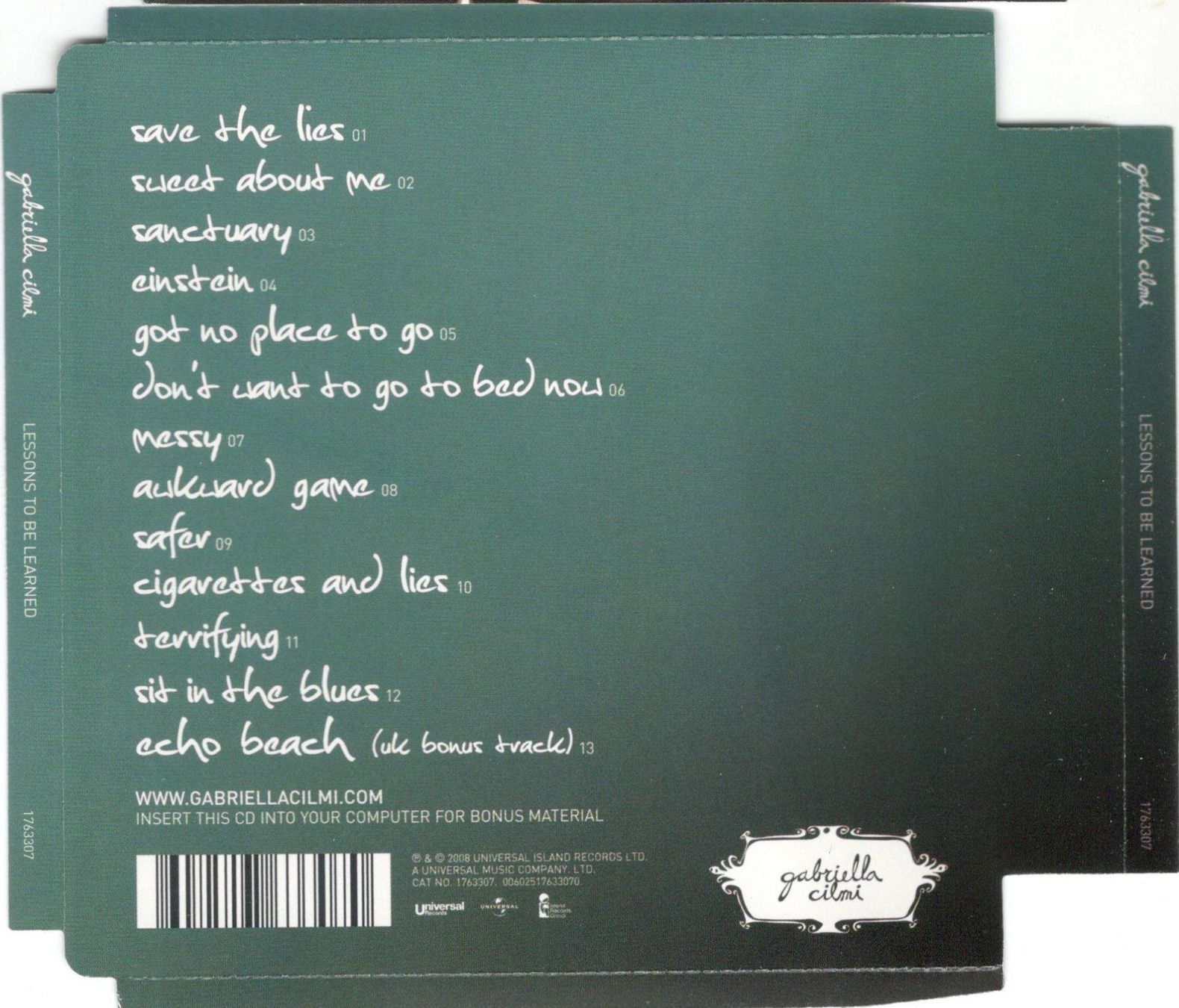CD: Gabriella Cilmi CD Lessons To Be Learned – Usato da St. Margarethen TG venduto da Smiley-Face 1