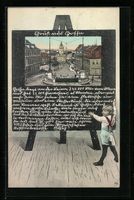 Schultafel-AK Gotha, Strassenpartie mit 