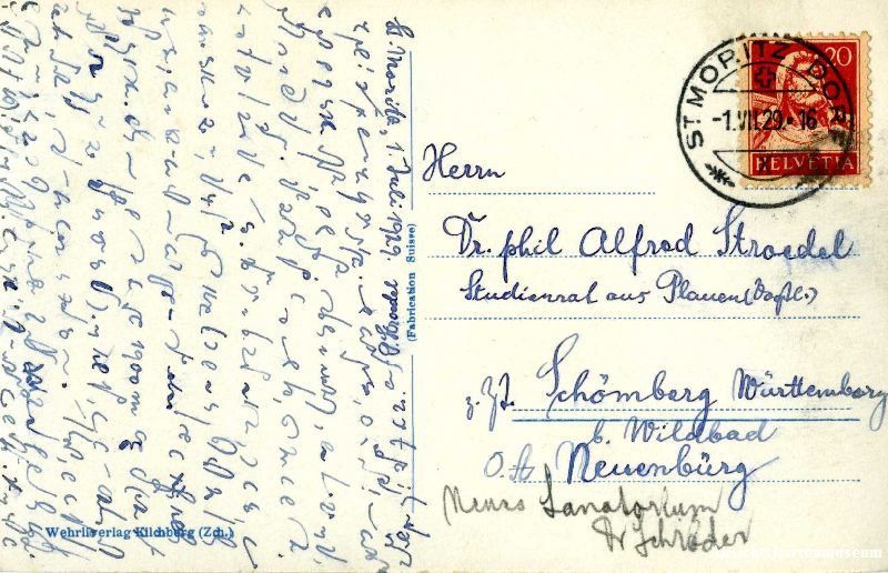 Cartoline postali: St. Moritz + 1929 – Usato da Emmenbrücke venduto da teestube 1