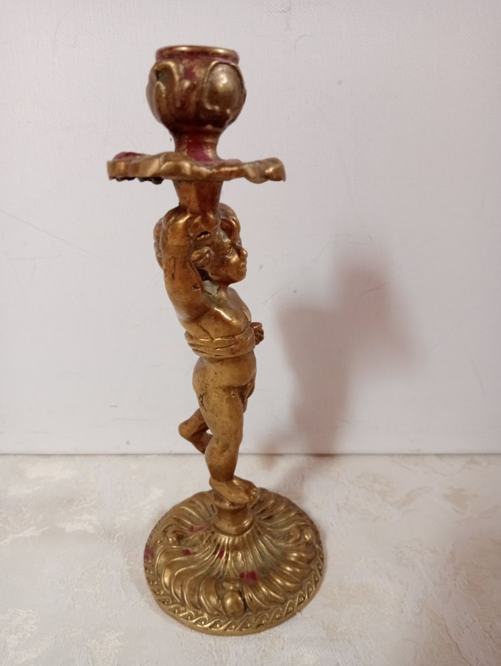 Portacandele: Antiker Kerzenständer Putte Figur Messing 837 Gramm – Usato da Oberdorf BL venduto da Barocki888 5