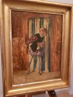 Ölgemälde auf Holz-Auguste Durst (1842-1930) "L'Indiscret"