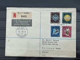 Ersttagsbrief Olympia 1948, Bern-England